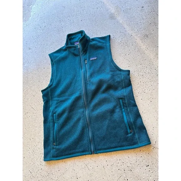mens green/turquoise fleece patagonia zip up vest size xl - Picture 4 of 5